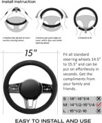Skechers Steering Wheel Cover, Memory Foam Car Steering Wheel Covers,14.5-15inch Anti-Slip Safety Comfortable Design Universal Men Women Fits for 95% Truck,SUV,Cars(Black) - Image 5