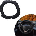 1 PC Car Steering Wheel Cover, 14.96In Waterproof Breathable Leather Vehicle Steering Wheel Anti-Slip Accessories, Universal Automotive Steering Wheel Protector for Truck SUV (Black & Red)