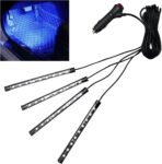 1 Pack 12V Car Interior LED Strip Light, 4 in1 Under Dash Ambient Lighting Kit, 36 LED Auto Interior Decorative Lamp Car Atmosphere Neon Night Light with Cigarette Adapter Plug (Blue)