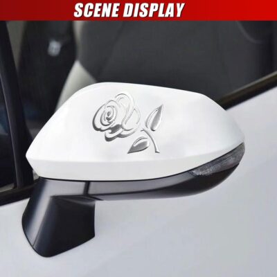 3D Rose Car Sticker Decal, Waterproof PVC Auto Bumper Stickers, 3.9'' × 3.1'' Cute Flower Car Window Decals, Vehicle Exterior Decoration Accessories for Wall, Mirror, Laptop (Silver) - Image 6