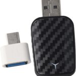 2-in-1 Wireless CarPlay-Android Auto Adapter with USB Interface, Converts Wired to Wireless Connection, Hands-Free Calling, Voice Navigation and Music Control for Most Vehicles