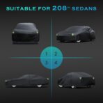 Car Cover Waterproof All Weather for Automobiles, Size A4 Universal Fit for Sedan Dodge Charger, Lincoln mkz, Hyundai Genesis, Ford Taurus, Buick Lacrosse, Mercedes Benz S-Class etc.(199 to 208 inch) - Image 6