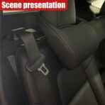 Car Neck Pillow, Memory Foam Ergonomic Auto Headrest Cushion Pillow, Relieve Driving Fatigue Car Neck Support Pillows, Comfortable Leather Vehicle Seat Pillows with Adjustable Strap (Black) - Image 6