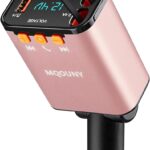 Retractable Car Charger,5 in 1 Fast Cars Phone Charger 60w,Bluetooth 5.3 FM Transmitter Adapter,Handsfree Call,MP3 Player,2 Retractable Cables and USB Chargers, for Phone,Galaxy,Pixel (Pink)