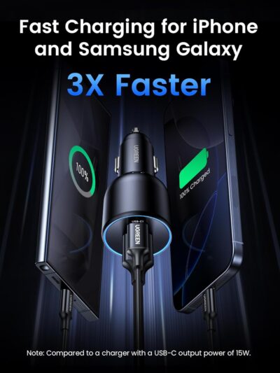 UGREEN 130W USB C Car Charger, PD 100W +PD 30W Type C Car Charger Adapter Compatible with iPhone 17/17 Air/17 Pro/17 Pro Max/16/15/14/13/12 Series, Galaxy S24 S23 Ultra, iPad, MacBook, and More - Image 4