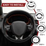 Car Steering Wheel Cover, Steering Wheel Protector, Durable Leather Cover with Anti-Slip Lining, Car Accessories 15 inch Microfiber Breathable Steering Wheels Fit for Most Vehicles (Black) - Image 6