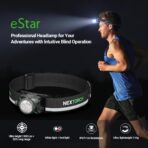 NEXTORCH eStar 1300 Lumens Headlamp Rechargeable, Running LED Headlight Extra Lightweight with Red Light, Waterproof Headband for Outdoor Camping Hiking Working, 2 * 1200 mAh, USB-C Charging, Black - Image 2