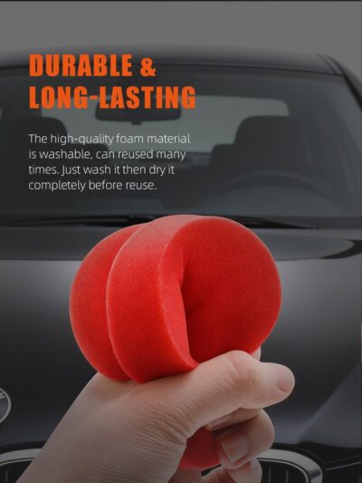 SPTA Tire Shine Applicator, 6Pcs Foam Applicator Pads, Round Shape Side Pressing Hand Polishing Sponge Pads Kit Tire Shine Applicator Pad Tire Dressing Applicator Pad for Applying Tire Shine - Image 4