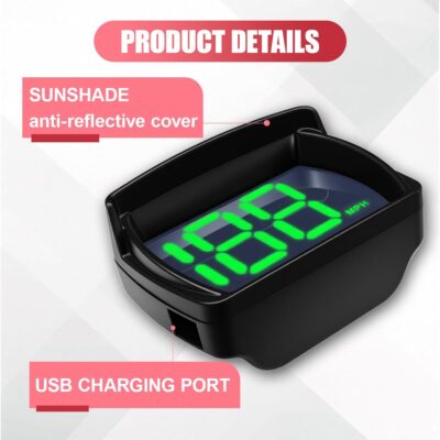 Car HUD GPS Digital Speedometer, Automotive MPH LED Large Font Head Up Display with USB Cable Plug & Play, Universal Vehicle Speed Meter for Golf Cart, Truck, SUV, Motorcycle(MP/H) - Image 3