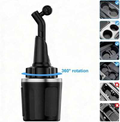 Car Phone Mount,Cup Holder Phone Holder,360°Adjustable Cup Phone Holders for Your Car,Anti-Shake Car Mount,Cradle Friendly Compatible with iPhone Samsung Google and All 4.0-7.0 inches Smartphones - Image 6