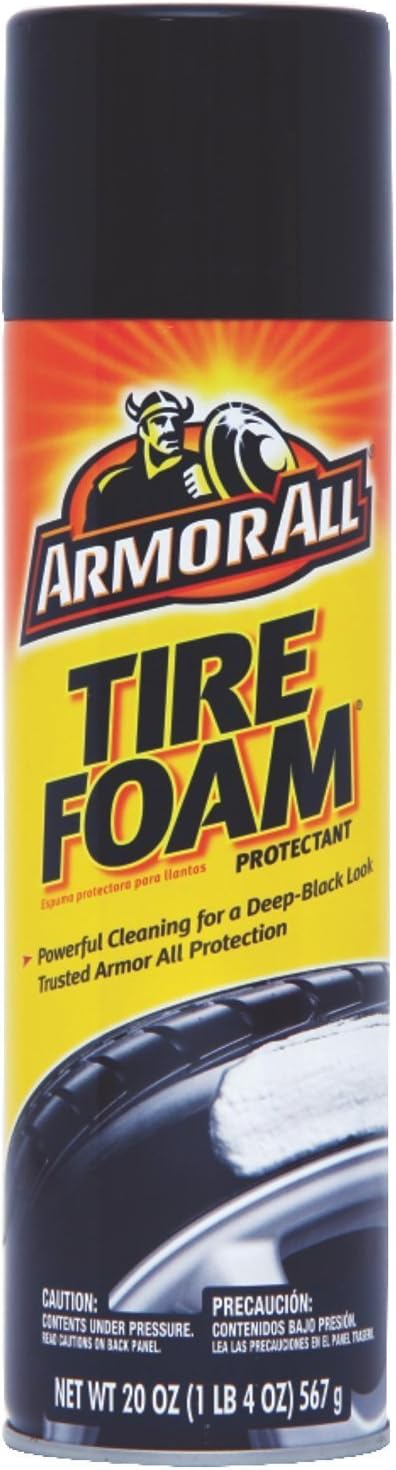 61D0vVL0mnL._AC_SL1500_.jpg Armor All Tire Foam, Restores Deep-Black Look, 40320, 20 oz., 6 Packs - Image 1