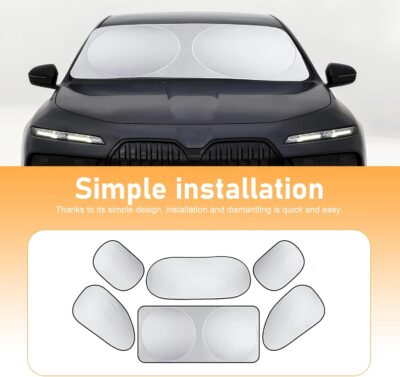 6PCS Reflective Car Windshield Sunshade Kit, Foldable Magnetic Side Window Shade with Storage Bag, Silver Coated UV Protection Heat Shield, Universal Auto Privacy Cover for Baby Camping Napping - Image 6