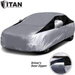 Titan Lightweight Poly 210T Car Cover for Compact Sedans 176-185". Waterproof, UV Protection, Scratch Resistant, Driver-Side Zippered Opening. Fits Corolla, Sentra, Cruz and More. - Image 8