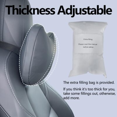 TESBEAUTY Nappa Leather Headrest Pillow 2 Packs for Tesla Neck Pillow Uniquely Designed for Tesla Model Y/3/S/X Tesla Car Neck Support Cushion for People Under 5'7" Black - Image 4