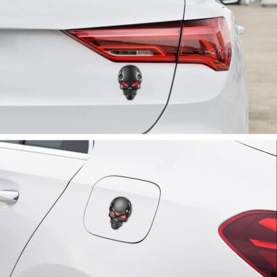 TOMALL 2Pcs Skeleton Skull Logo Devil Death Emblem Badge 3D Metal Decals Stickers Decoration for Cars Trucks Motorcycle Mobile Phone Computer Laptop for Men Boy(Black Red) - Image 7