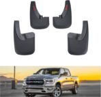 Kiwi Master Mud Flaps for 2009-18 Dodge Ram 1500/2500/3500, 2019-2024 Ram 1500 Classic (with OEM Fender Flares, Single Rear Wheels), Heavy Duty Front & Rear Mud Guards, No Drill, 4 Pcs Set