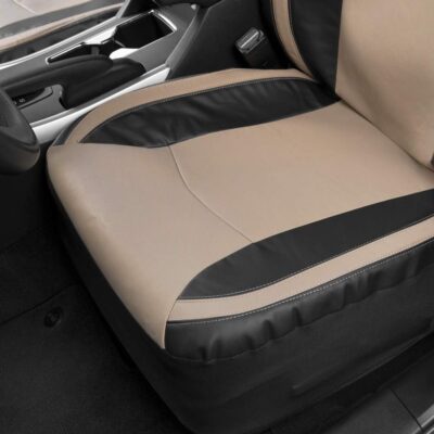 Motor Trend Beige Faux Leather Car Covers for Front Seats – Premium Automotive Bucket Seat Covers, Made for Vehicles with Removable Headrests, Interior Covers for Truck Van SUV - Image 3