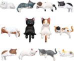 12 Pcs Cat Car Decor Dashboard Accessories, Mini Cat Figurines Cute Car Rear View Mirror Gifts, Funny Computer Monitor Desk Decorations for Women Girl