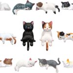 12 Pcs Cat Car Decor Dashboard Accessories, Mini Cat Figurines Cute Car Rear View Mirror Gifts, Funny Computer Monitor Desk Decorations for Women Girl