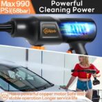 Portable Cordless Pressure Washer, 40000 mAh Battery Powered Pressure Washer with 2 Rechargeable 4.0AH Batteries and 6-in-1 Nozzle for Car Floor Wall Fence Cleaning Garden Watering - Image 4
