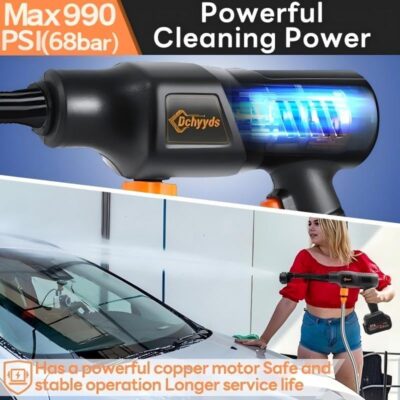 Portable Cordless Pressure Washer, 40000 mAh Battery Powered Pressure Washer with 2 Rechargeable 4.0AH Batteries and 6-in-1 Nozzle for Car Floor Wall Fence Cleaning Garden Watering - Image 4