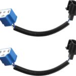 2PCS 7 Inch LED Headlight Connector Pigtail,H13 to H4 Adapter Headlight Socket,Heat Resistant Headlight Wiring Harness Compatible with Jeep Wrangler JK TJ Car Accessories