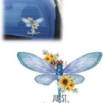 Just Breathe Dragonfly Car Sticker Decal, Vinyl Waterproof Automotive Window Sticker, Vintage Sun Flower Vehicle Bumper Decal, Positivity Auto Decoration Decals for Laptop, Wall (1PC)