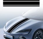 49"x 8.7" Car Hood Stripe Sticker Decal, Vinyl Auto Racing Body Side Stripe Decal, Fenders Roofs Tailgates Modified Exterior Decoration Universal for Car SUV Truck(Black)