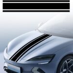 49"x 8.7" Car Hood Stripe Sticker Decal, Vinyl Auto Racing Body Side Stripe Decal, Fenders Roofs Tailgates Modified Exterior Decoration Universal for Car SUV Truck(Black)