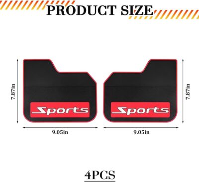HZEL 4PCS Car Mud Flaps, Soft Flexible Sports Vehicle Splash Guard Mudflap with Hardwares, Bendable Automotive Exterior Mud Guard Dirty Fenders Replacement, Universal for Most Vehicles (7.87 x 9.06'') - Image 2