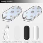 2 PCS Car Led Lights Interior,White Ambient Lighting Car Interior,USB Rechargeable Car Interior Reading Light,Portable Led Lights for Car - Image 5