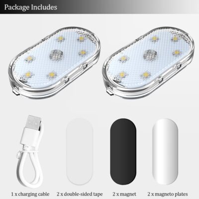 2 PCS Car Led Lights Interior,White Ambient Lighting Car Interior,USB Rechargeable Car Interior Reading Light,Portable Led Lights for Car - Image 5