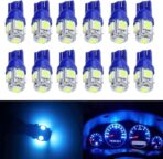 BlyilyB 12-Pack Ice Blue Replacement Stock # 194 T10 168 2825 W5W 175 158 Bulb 5050 5 SMD LED Light 12V Car Interior Lighting For Map Dome Lamp Courtesy Trunk License Plate Dashboard Parking Lights