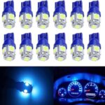BlyilyB 12-Pack Ice Blue Replacement Stock # 194 T10 168 2825 W5W 175 158 Bulb 5050 5 SMD LED Light 12V Car Interior Lighting For Map Dome Lamp Courtesy Trunk License Plate Dashboard Parking Lights