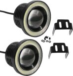 2PCS Car Angel Eye Fog Light, Round COB LED Lamp High Power Bright with White Halo Angel Eye Rings Headlight, Universal Daytime Running Light DRL Car Driving Bulbs Projector (Light Blue) - Image 6