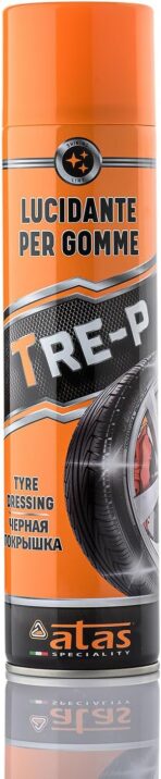 ATAS Italian Tire Shine Spray – Long-Lasting Shine, Deep Black Gloss, Professional Tire Dressing, 13.5 fl oz,3-in-1 Revive, Protect & Polish Cleaner