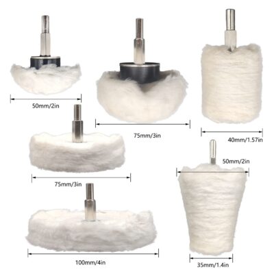 6 pcs Buffing Wheel for Drill,Buffing Pad Polishing Wheel Kits,Wheel Shaped Polishing Tool for Metal Aluminum,Stainless Steel,Chrome,Jewelry,Wood,Plastic,Ceramic,Glass,etc - Image 4