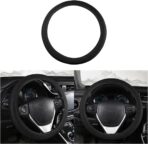 Elastic Stretch Car Steering Wheel Cover, Breathable Microfiber Ice Silk Vehicle Steer Wheel Protector for 15Inch, Anti-Slip Auto Interior Accessories Universal for SUV, Truck, RV (Black)