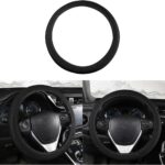 Elastic Stretch Car Steering Wheel Cover, Breathable Microfiber Ice Silk Vehicle Steer Wheel Protector for 15Inch, Anti-Slip Auto Interior Accessories Universal for SUV, Truck, RV (Black)