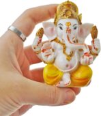 BangBangDa Indian Ganesh Idol Car Dashboard - Hindu Ganesha Statue Elephant God India Ganpati Lord Murti Mandir Diwali Gifts Yoga Zen Meditation Room Altar Shrine Kit Temple Puja Pooja Items Decor