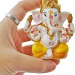 BangBangDa Indian Ganesh Idol Car Dashboard - Hindu Ganesha Statue Elephant God India Ganpati Lord Murti Mandir Diwali Gifts Yoga Zen Meditation Room Altar Shrine Kit Temple Puja Pooja Items Decor