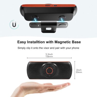 Bluetooth Car Speaker for Cellphone, Wireless Handsfree Car Kit Speakerphone with Clip for Sun Visor, Supports Siri and Voice Assistant, 20 Hours Working Time | TF Card Playing - Image 6