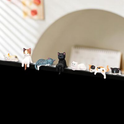 12 Pcs Cat Car Decor Dashboard Accessories, Mini Cat Figurines Cute Car Rear View Mirror Gifts, Funny Computer Monitor Desk Decorations for Women Girl - Image 6