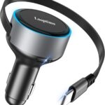 Retractable Car Charger USB C, 90W Phone Cigarette Lighter Adapter USB-C Fast Charging Plug Car Accessories for iPhone 17 16 15 Pro Max, iPad, Android, Built-in Type-C Cable, Gifts for Women Men