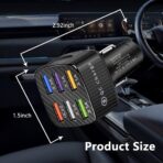 Fast Charging 6 Ports Car Phone Charger Adapter,QC3.0/3.1A Type Smart Shunt Cigarette Lighter USB Charger Compatible with iPhone 14 13 12,S22 S21 S20,iPad Pro& All Mobil Phone (Black) - Image 7