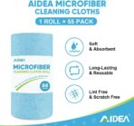 AIDEA Microfiber Cleaning Cloth Roll, Blue Shop Towels 55 Sheets Washable, Microfiber Towels for Cars, Blue Rags Reusable Paper Towel for Automotive, Workshop, House, Kitchen, Cleaning Supplies11×9" - Image 3