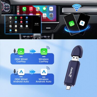 Carlinkit Wireless CarPlay Adapter for iPhone MINI5 PRO – Seamless Wireless Conversion for CarPlay & Android Auto(Blue) - Image 3