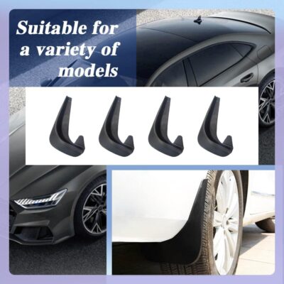4PCS Car Mud Flaps, Black Mud Flaps Splash Guards, Front & Rear Side Mud Guard, No Drilling Mudguards Fenders Car Exterior Accessories Universal for Most Cars, Truck Vehicle - Image 3