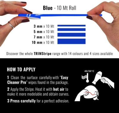 4R Quattroerre.it 10498 Trim Stripes Adhesive Strips for Cars, Blue, 10 mm x 10 mt - Image 3