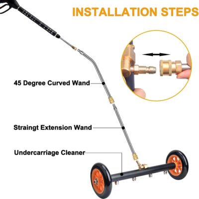 EVEAGE 2-in-1 Undercarriage Pressure Washer Attachment, 16" Pressure Washer Water Broom, 3 Extension Wands Wash Mitt, Reversible Undercarriage Cleaner, 4000 PSI - Image 5